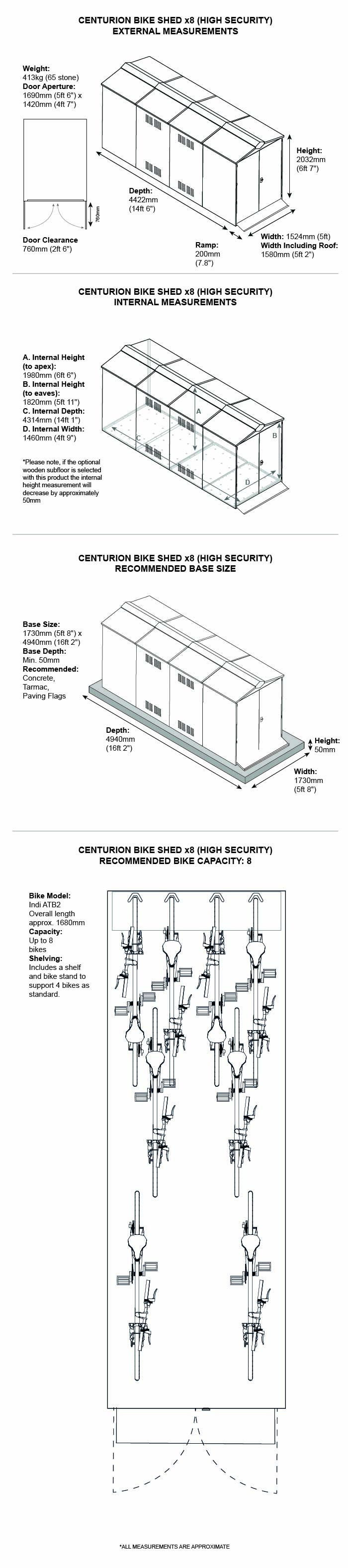 Bike Storage x 8 Dimensions