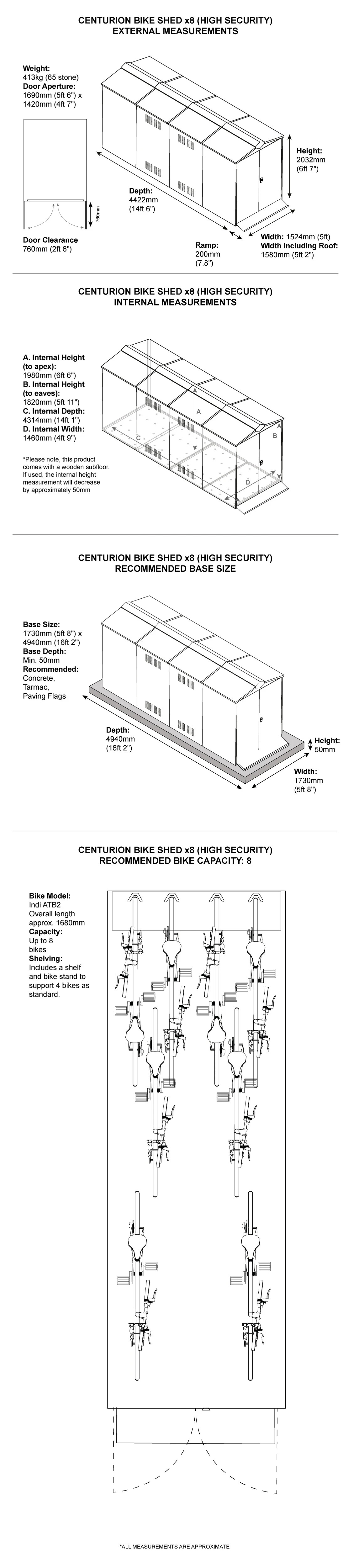 Bike Storage x 8 Dimensions