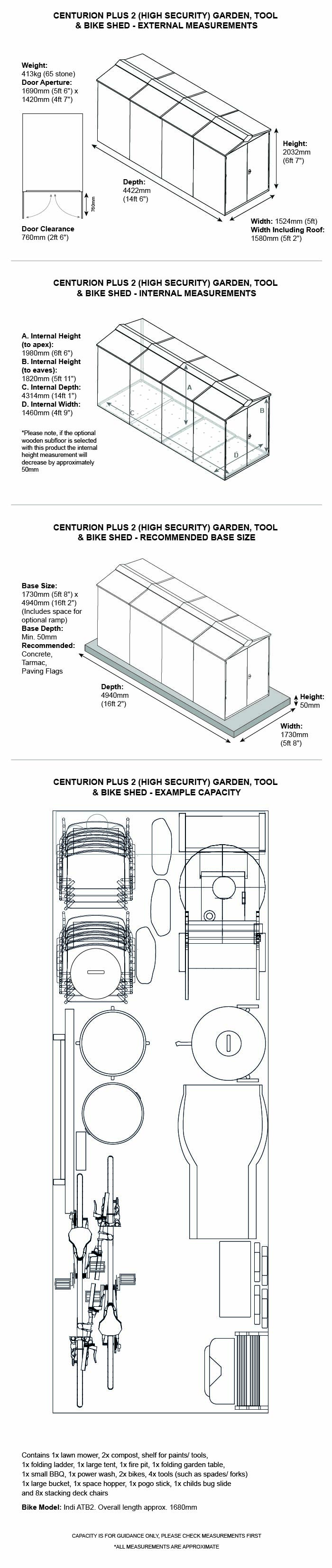 5 x 14 metal garden shed dimensions