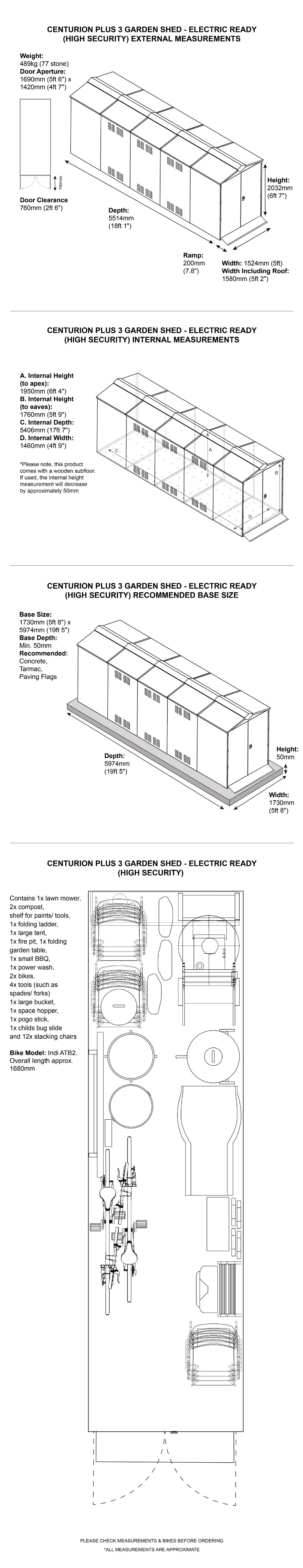 Centurion Plus 3 Garden Shed Dimensions