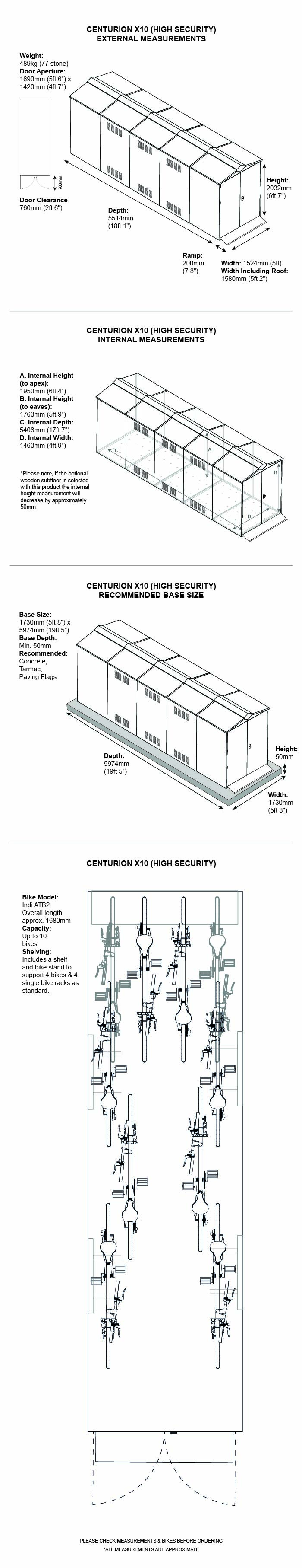Centurion x10 Metal Shed Dimensions