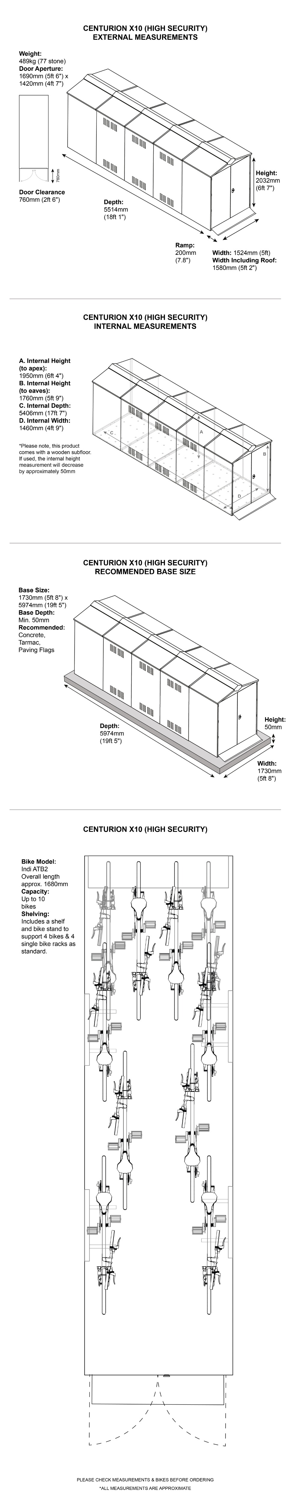 Centurion x10 Metal Shed Dimensions