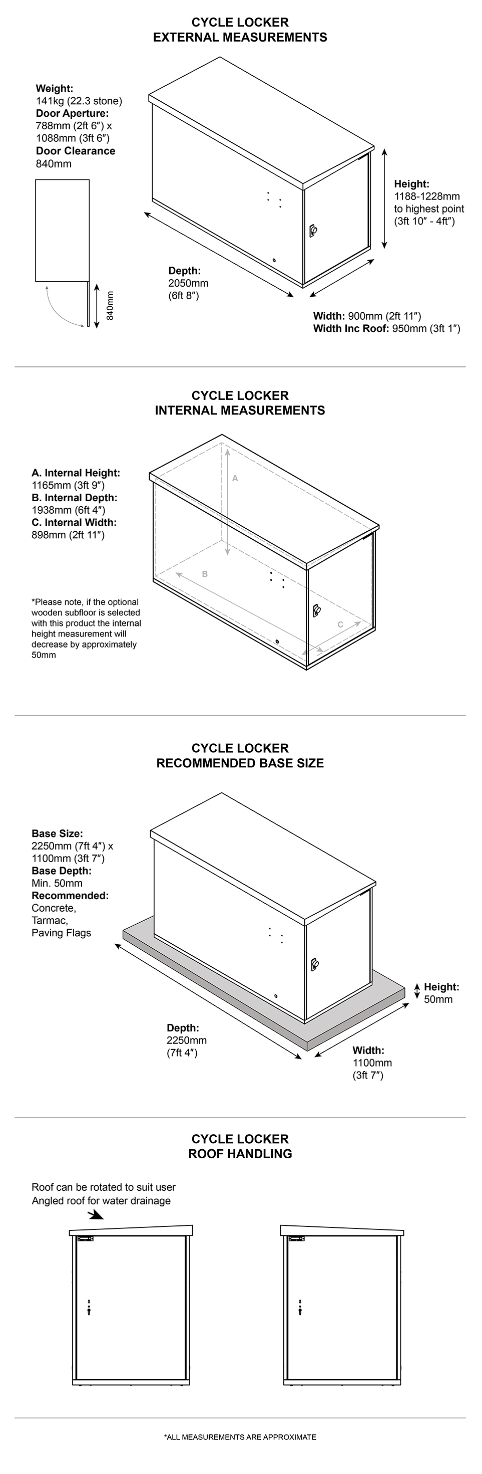 Cycle Locker Dimensions