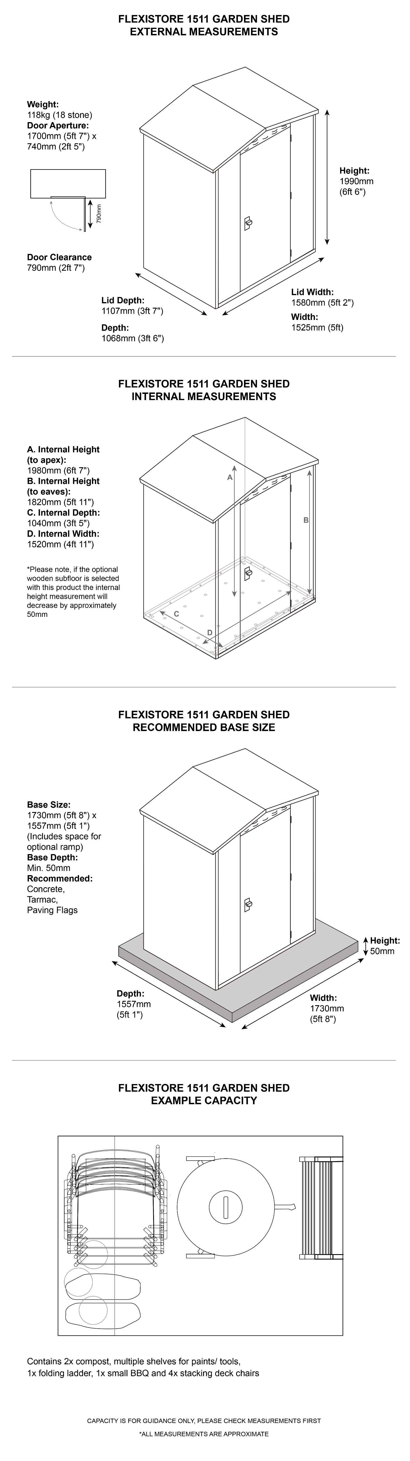 Flexistore Metal Shed Dimensions