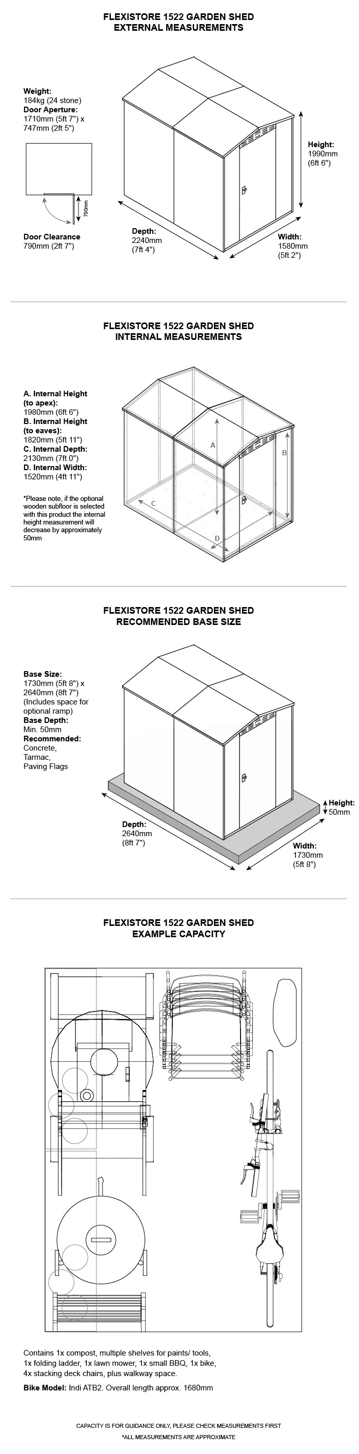 5 x 7 metal garden sheds dimensions