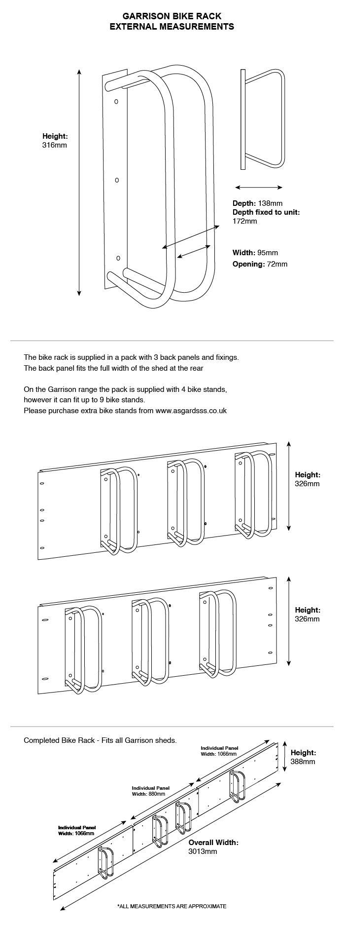 Garrison Bike Rack Dimensions