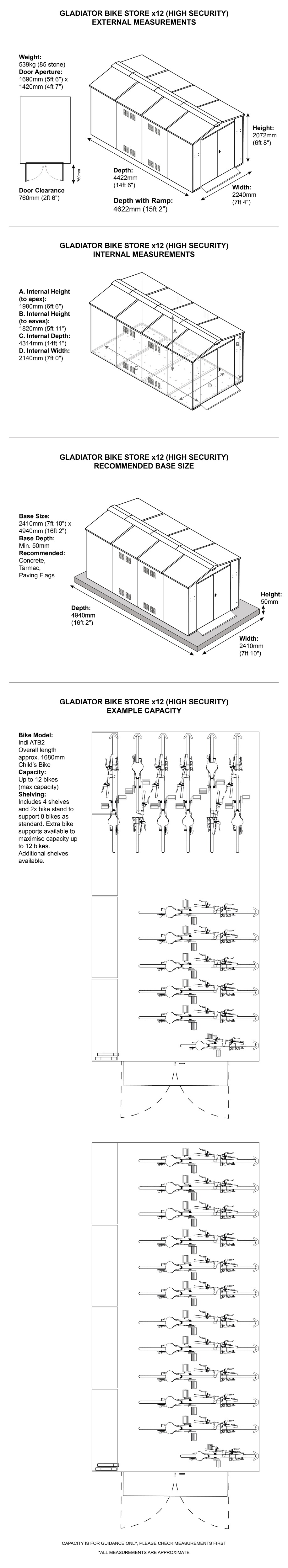 Gladiator Bike Store x12 Dimensions
