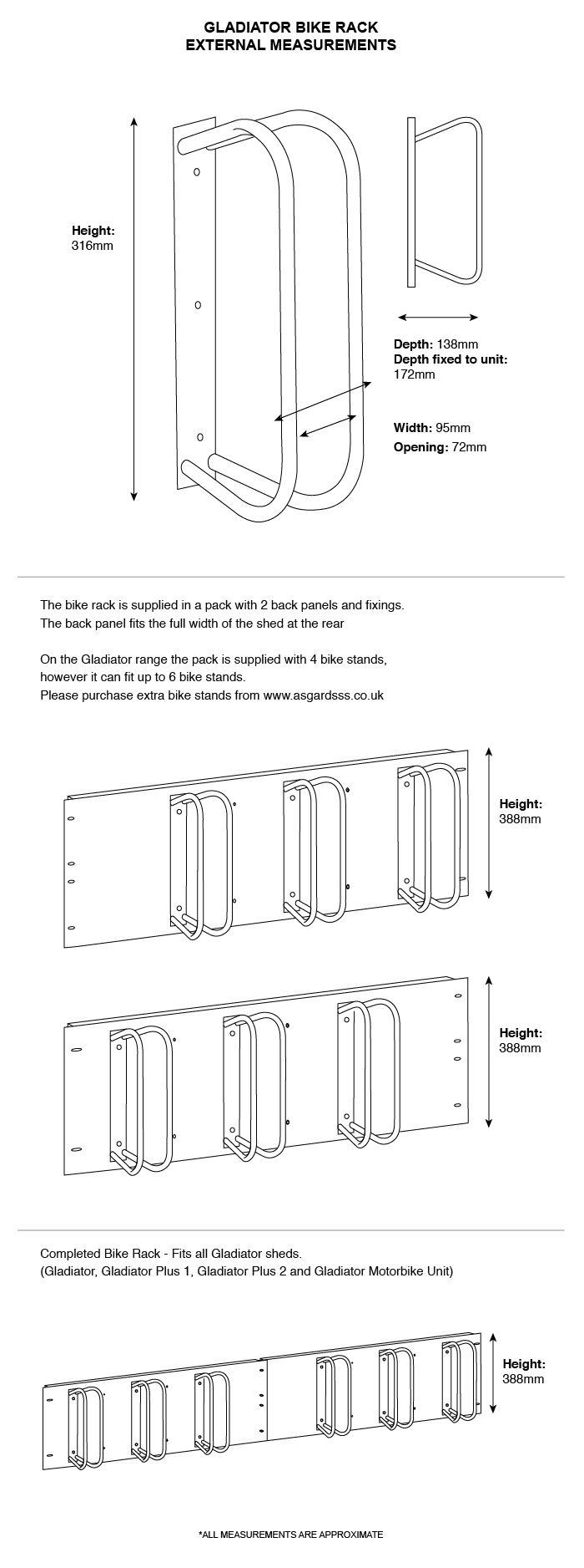 Gladiator Bike Rack Dimensions