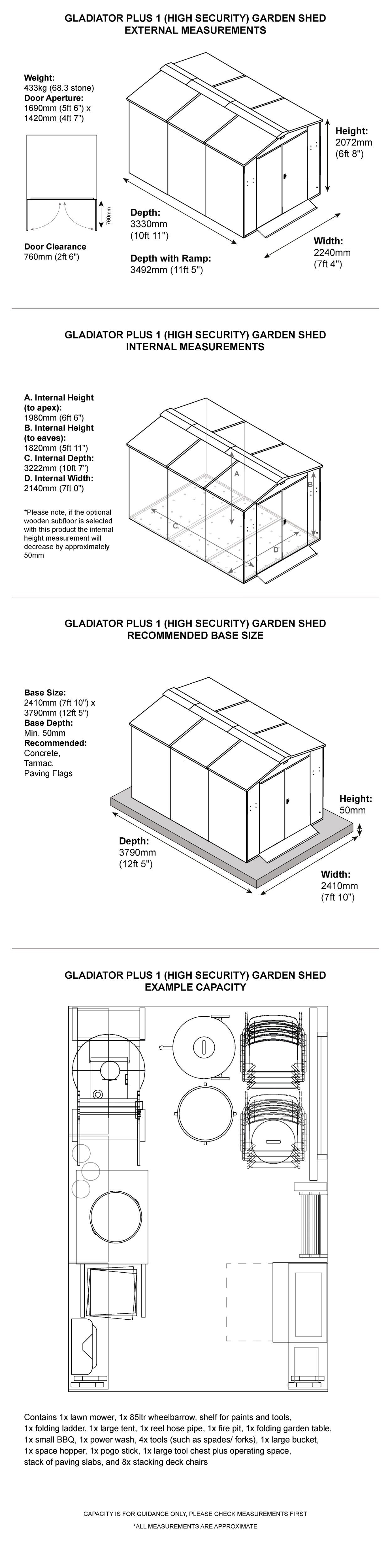 Gladiator 7x11 apex garden storage shed