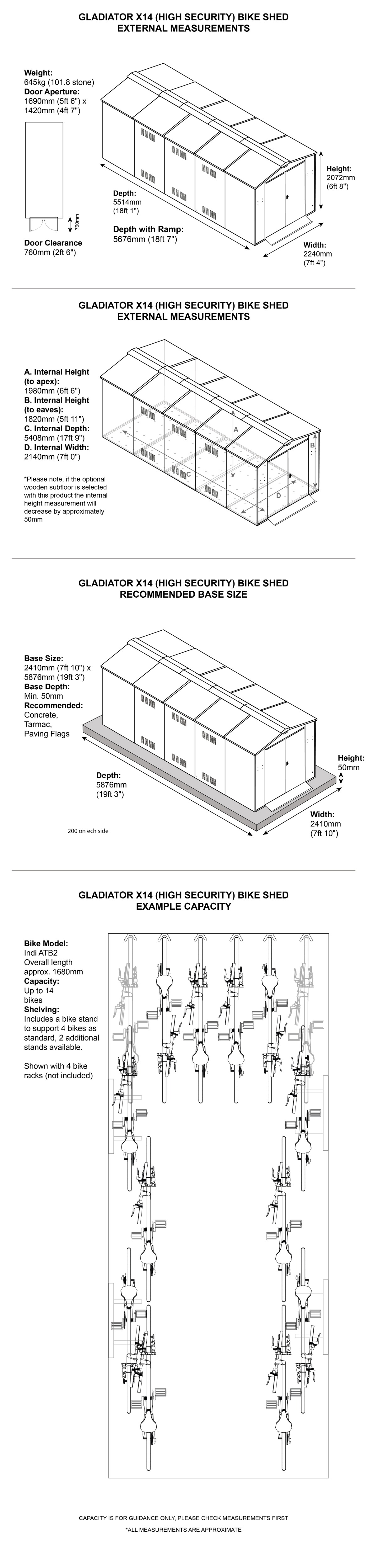 Gladiator Cycle Storage x14 dimensions
