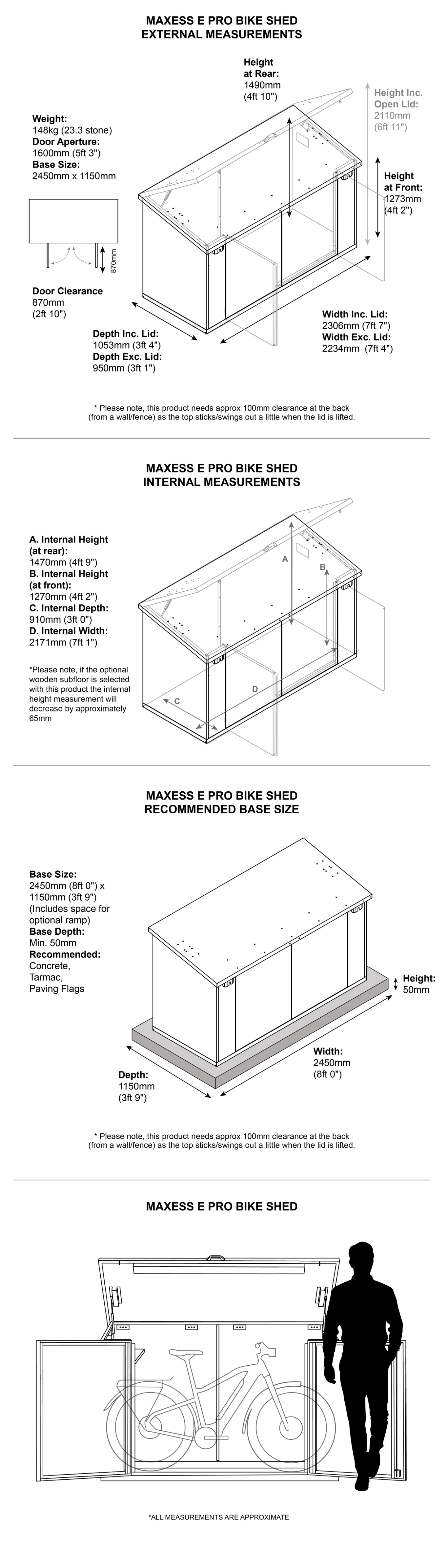 Maxess Ebike Storage Shed - Dimensions