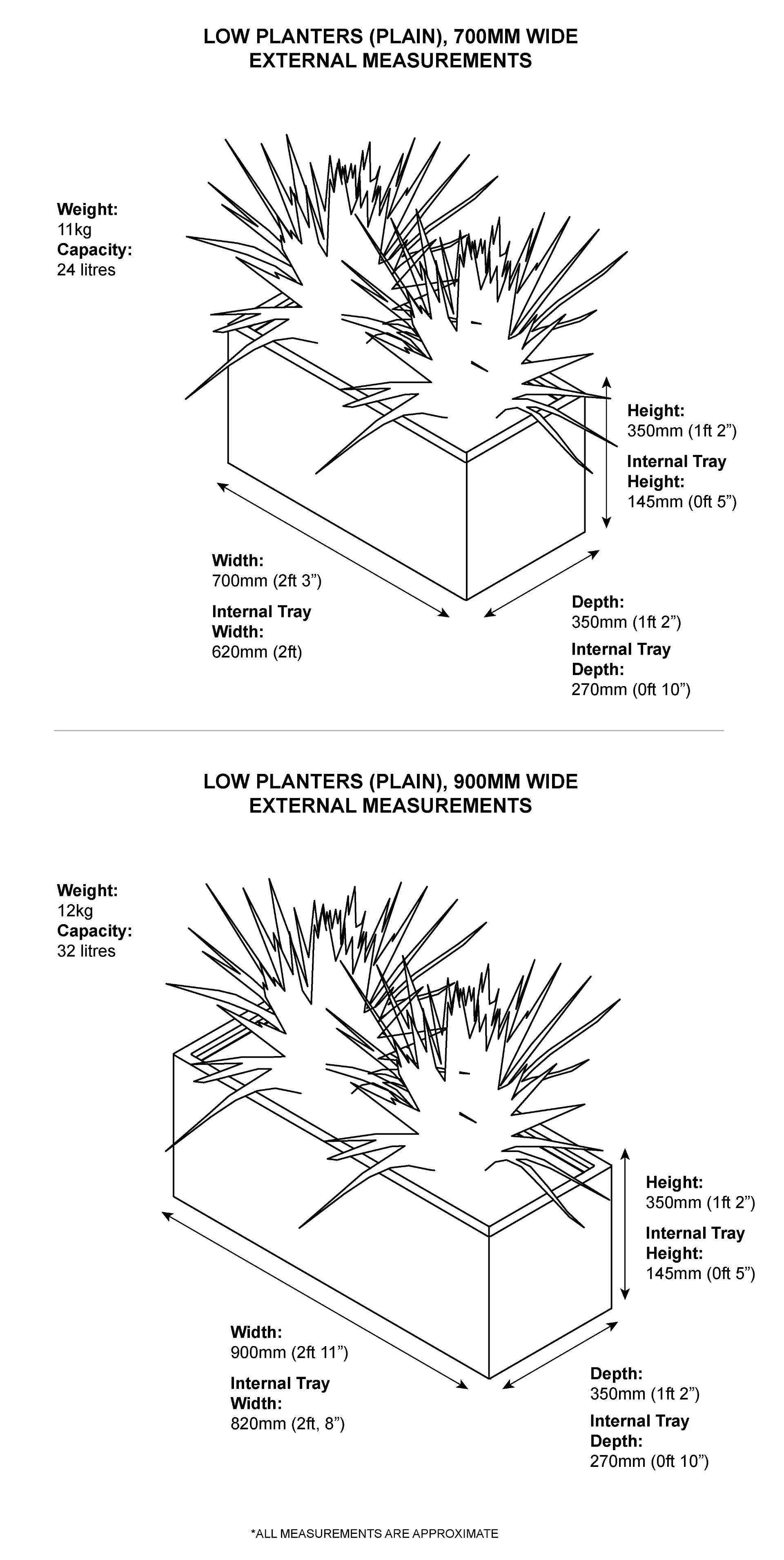 Outdoor Metal Planters Low