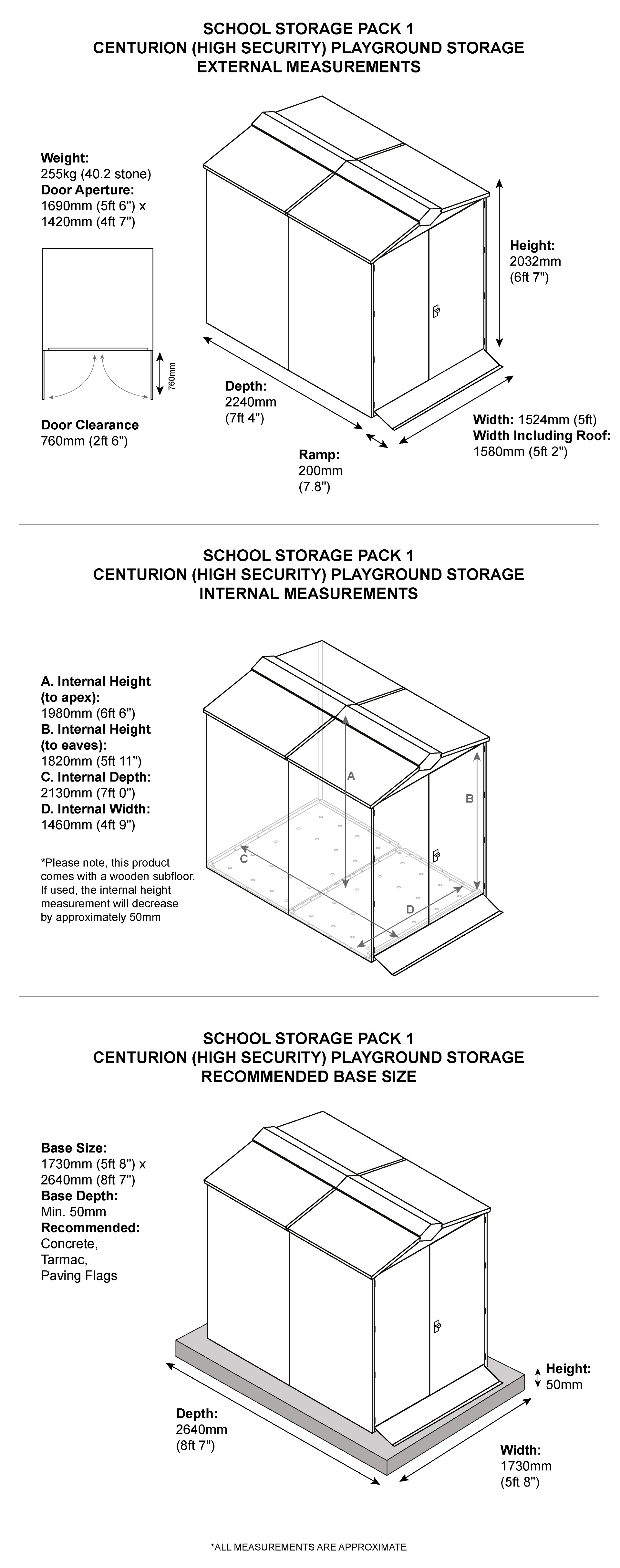 School Storage Pack 1 Dimensions