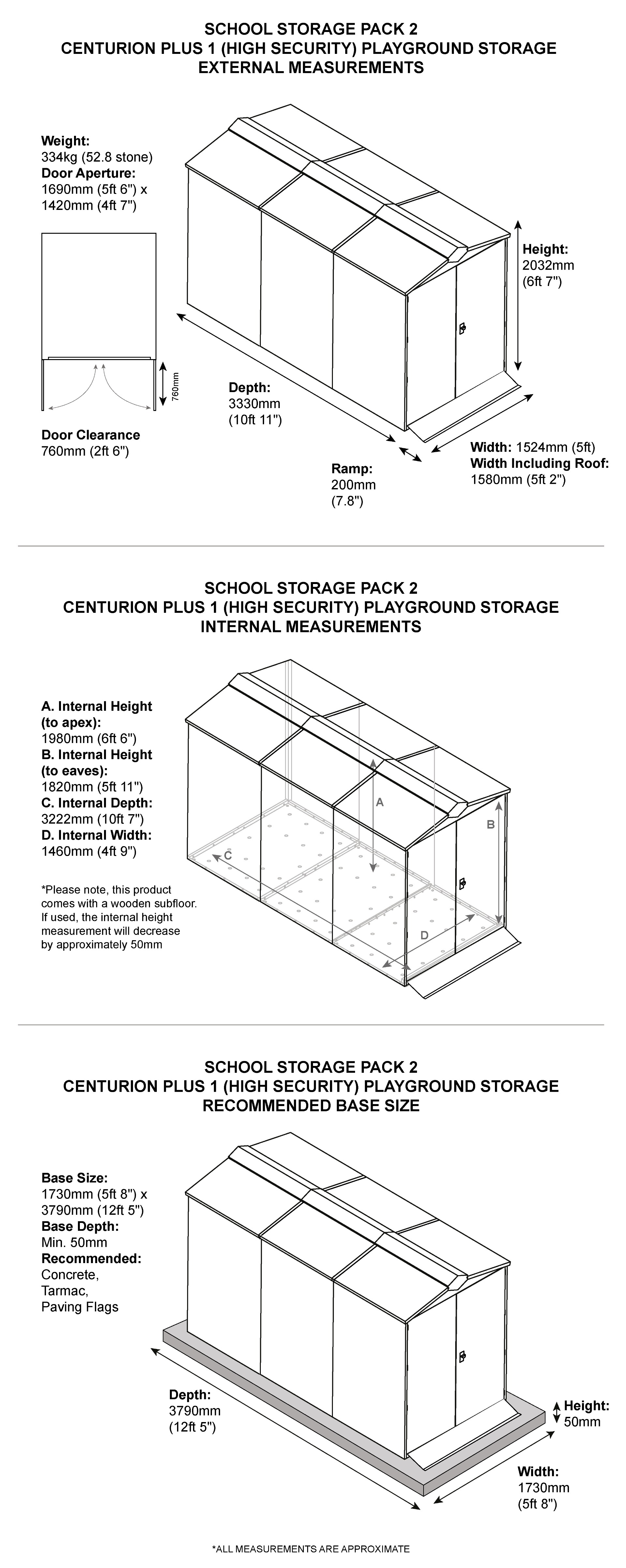 School Storage Pack 2 Dimensions