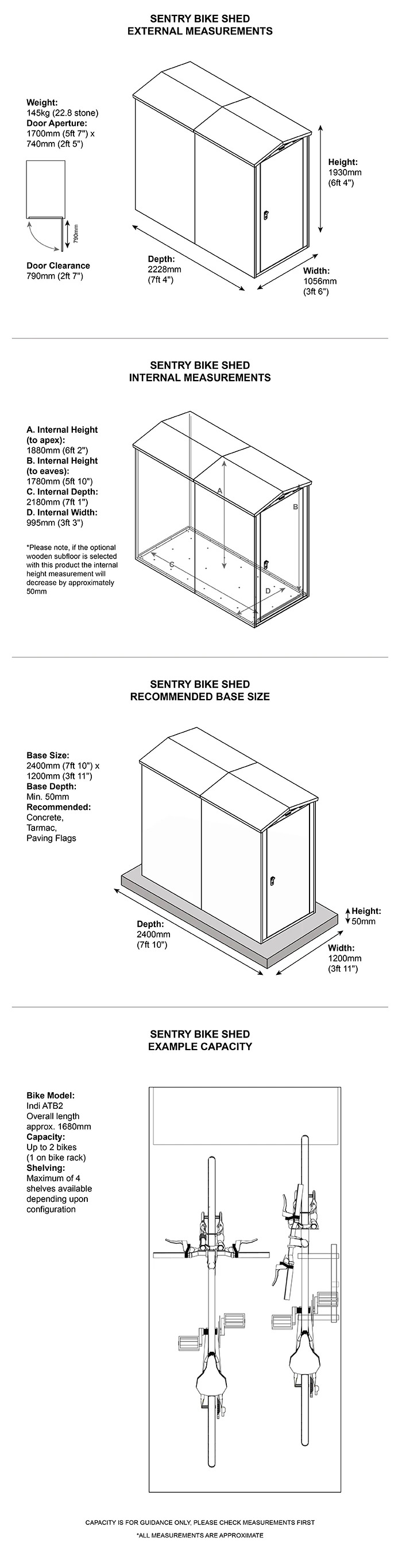 Asgard Sentry Bike Shed Dimensions