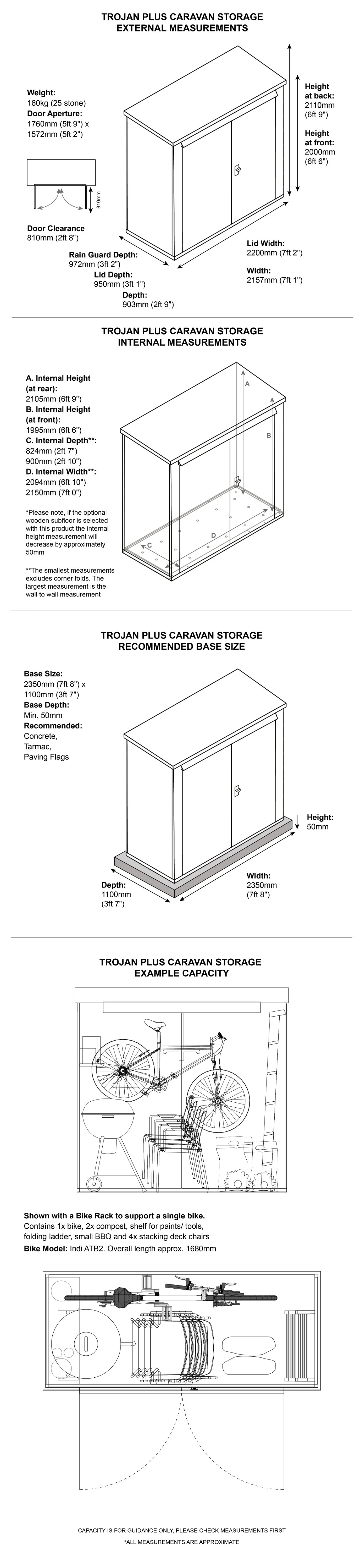 Trojan Plus Caravan Storage Dimensions