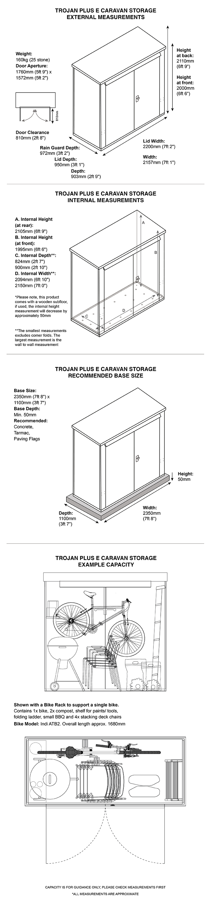 Trojan Plus Caravan Storage Dimensions