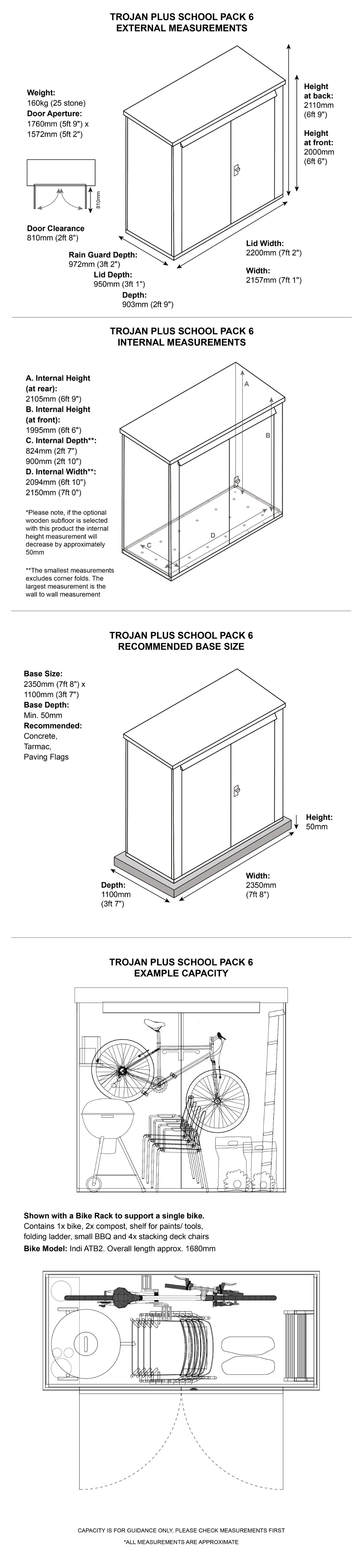 Trojan Plus - School Pack 6 - Dimensions
