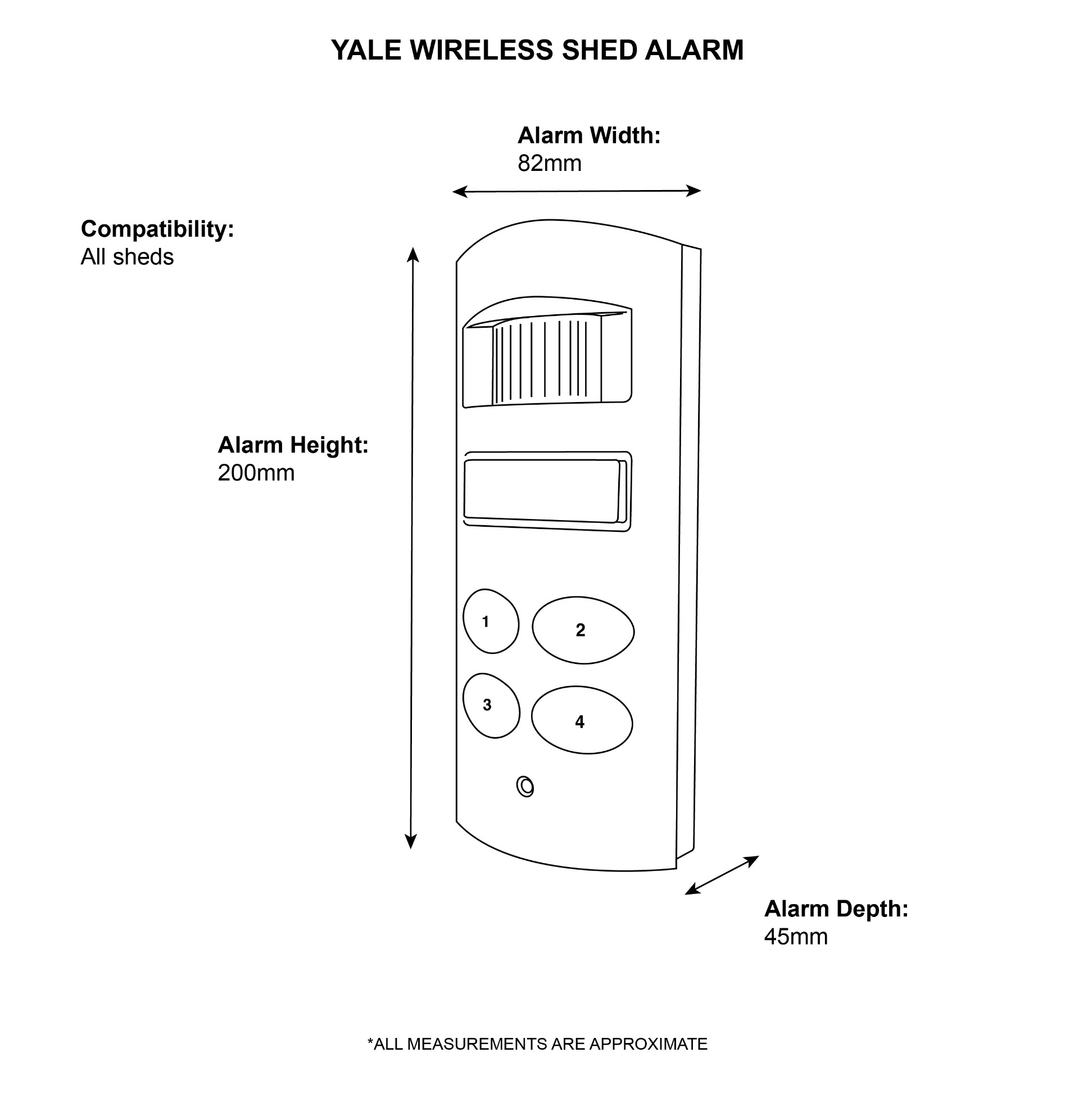 Yale Wireless Shed Alarm Dimensions