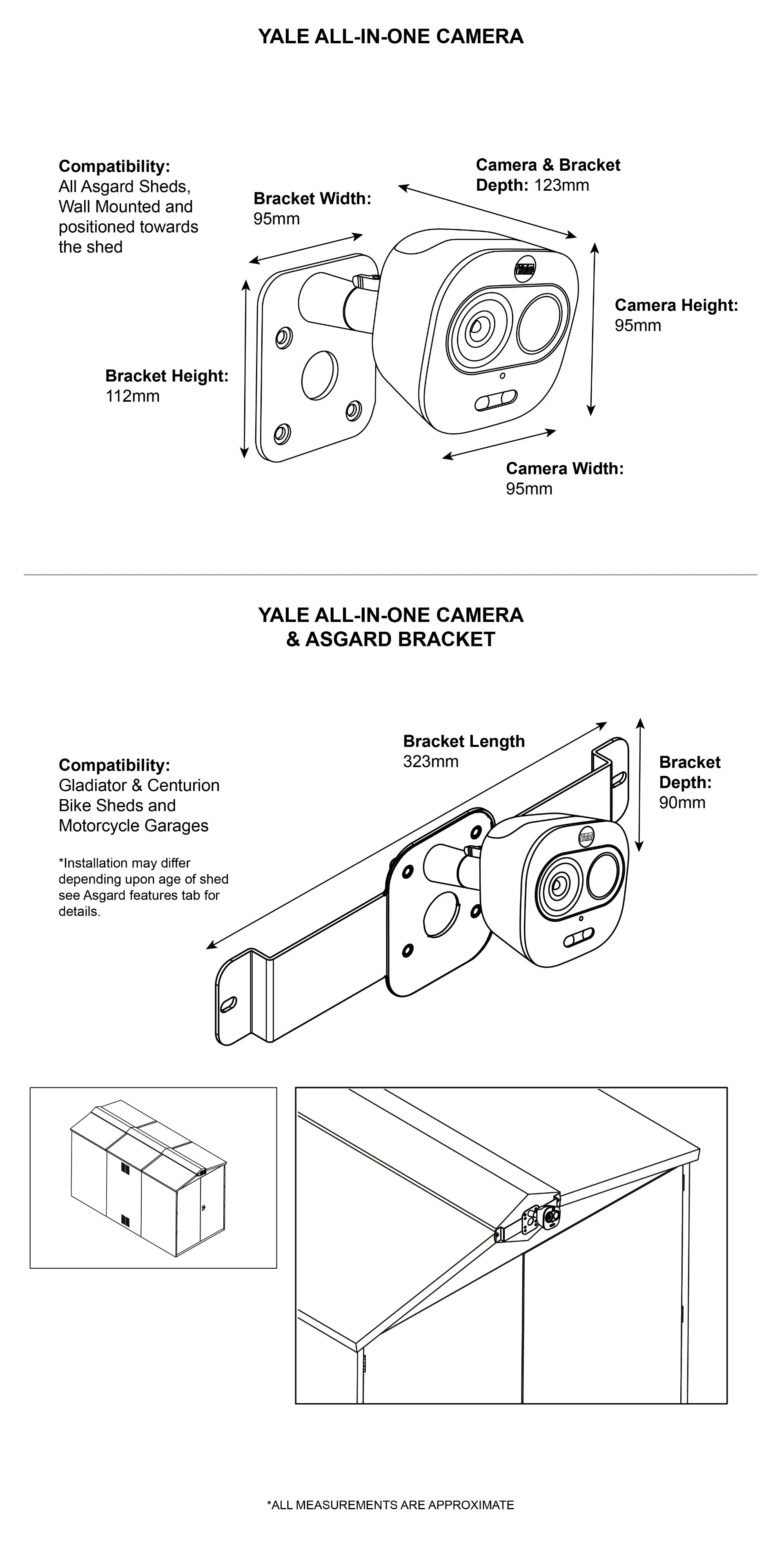 Yale Outdoor Camera, Light & Alarm Dimensions