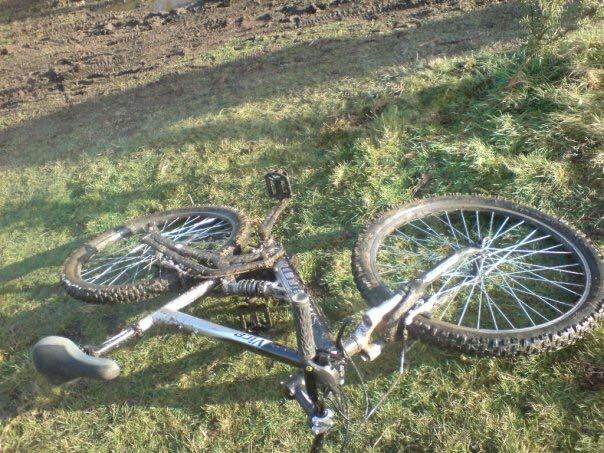 Bike covered in mud