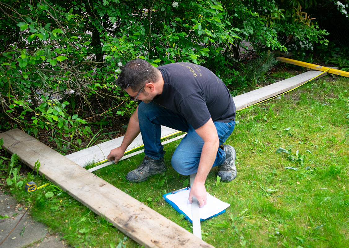How to mark out an area for a shed base