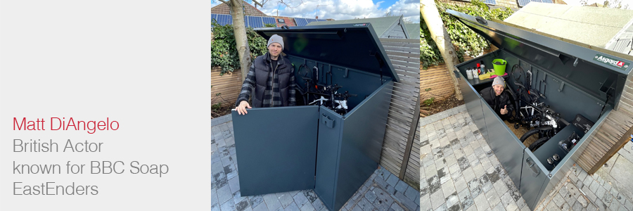 Matt DiAngelo uses an Asgard Bike Shed