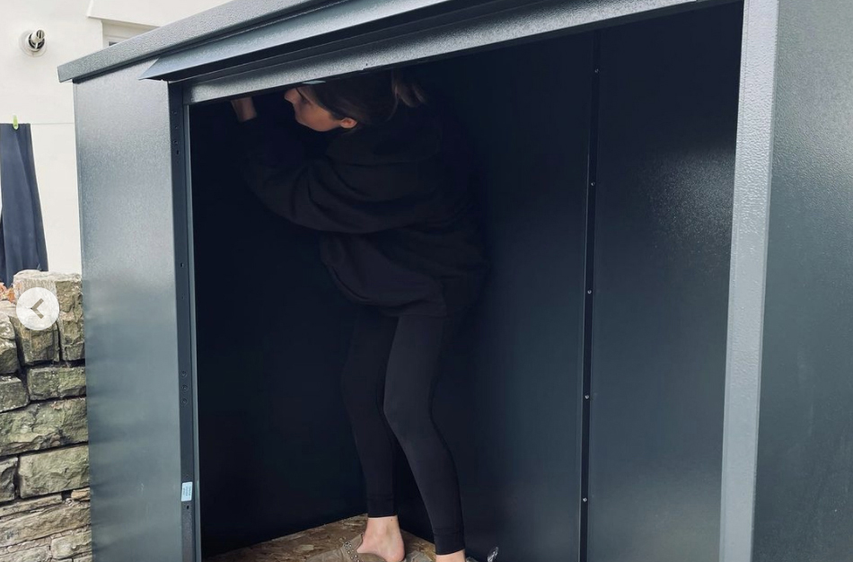 Monica Building the Annexe bike shed x3