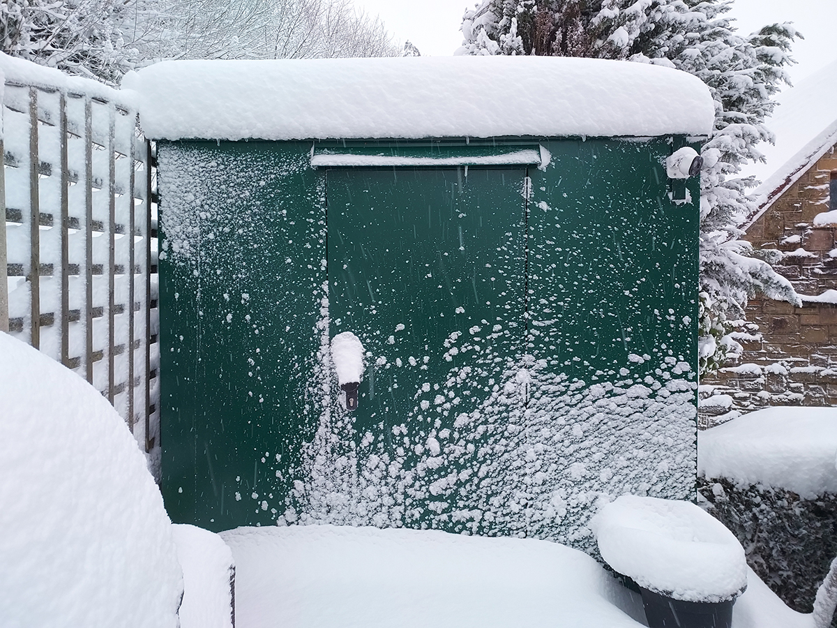 Asgard Shed with Snow