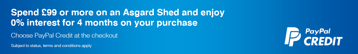 0% Interest Free Asgard Sheds With PayPal