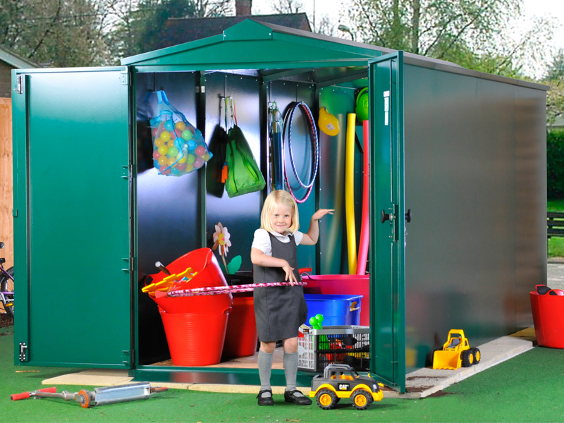 Outdoor steel storage units for schools