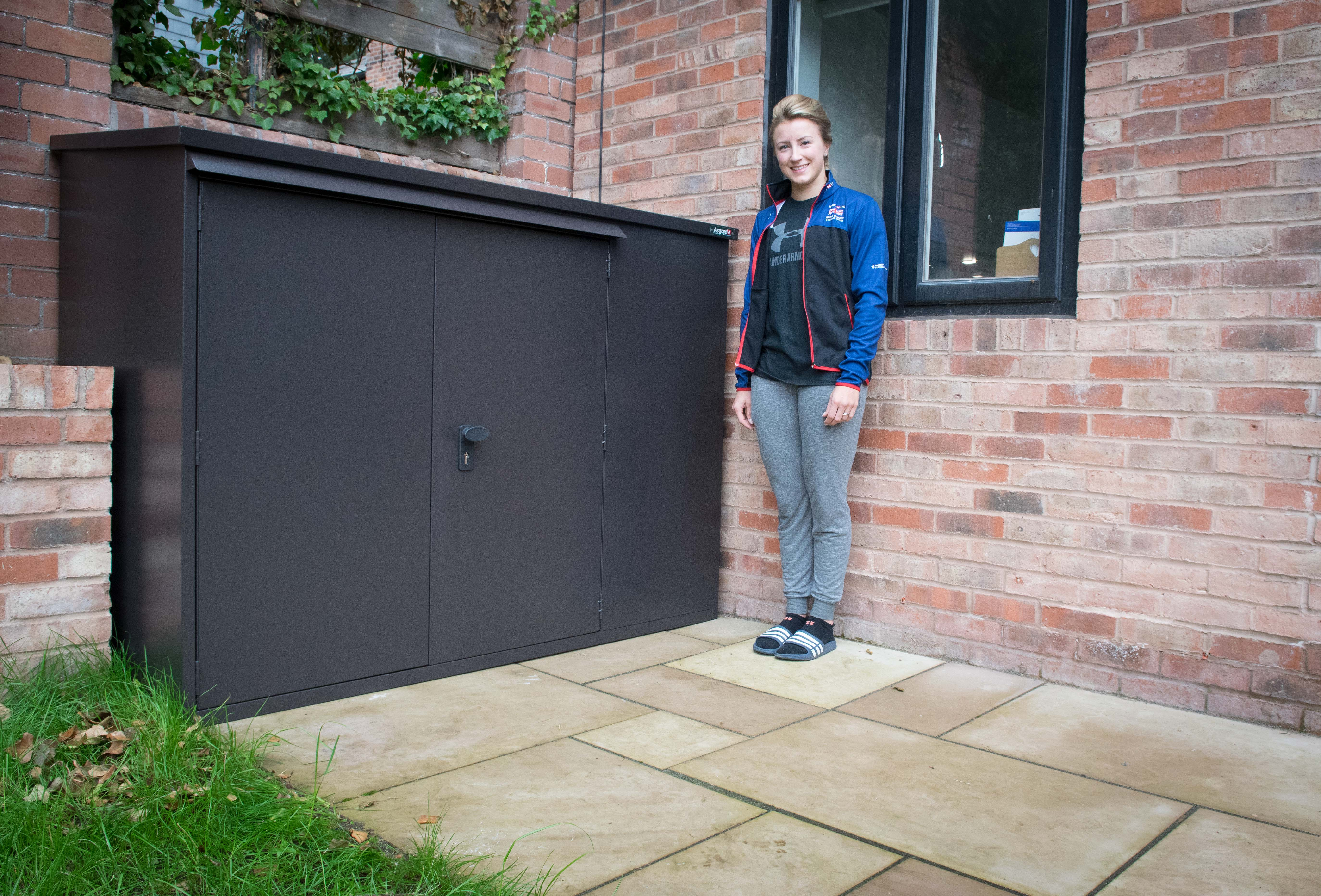 Victoria Barnes Track Cyclist with Asgard Bike Shed