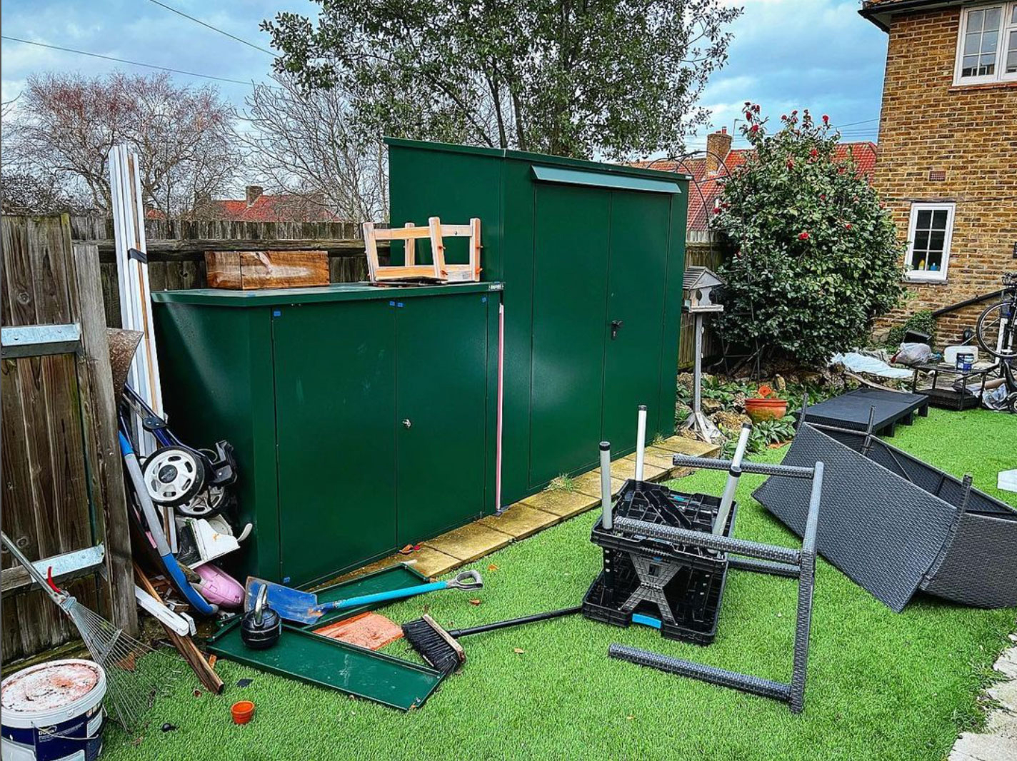 Weatherproof metal storage shed