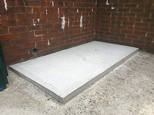 A level concrete base for the Annexe Bike Storage