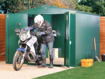 Secure Motorbike Storage - Made from Galvanised steel with approved locking