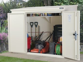 Caravan site storage shed - hand the door to suit your location