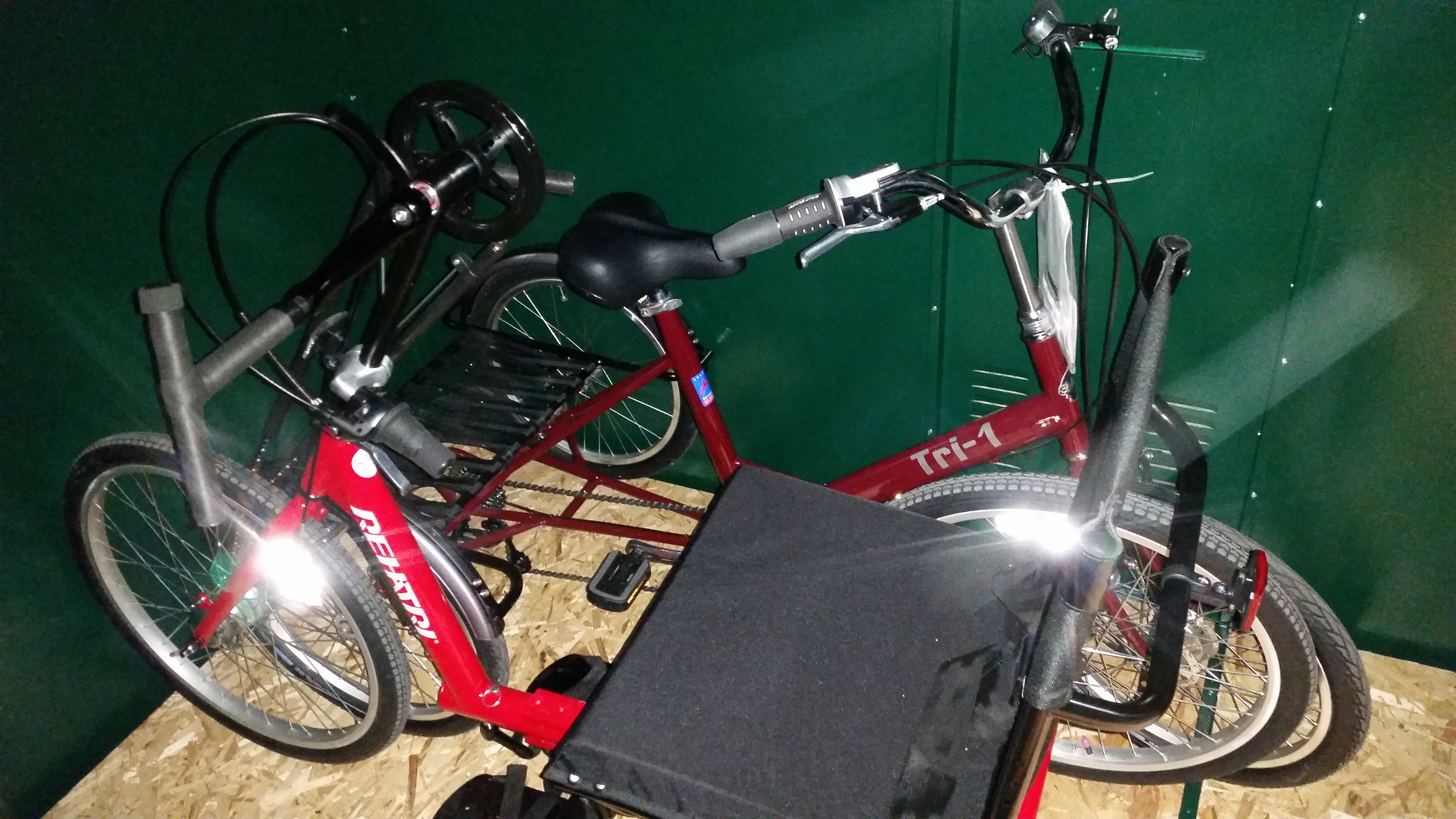 Bikes securely locked in Asgard shed at Wheels for Wellbeing