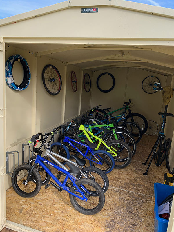 Inside an Asgard Bike Storage Shed