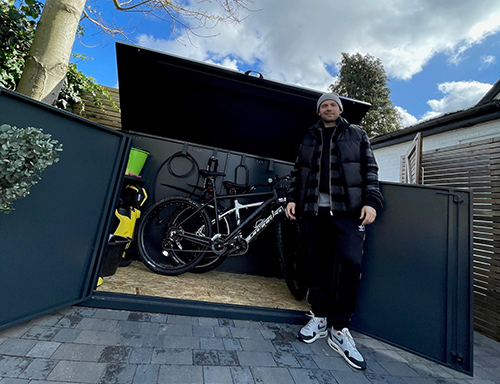 Matt DiAngelo with his Asgard bike shed