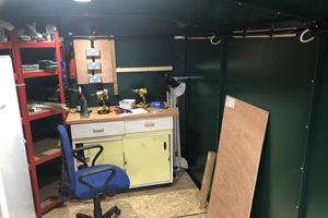 Gladiator garden shed and workshop with power and lighting