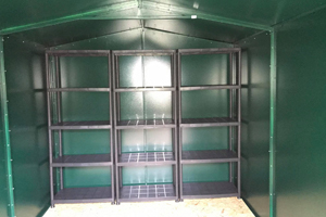 Customer's Garden Shed with plastic racking system