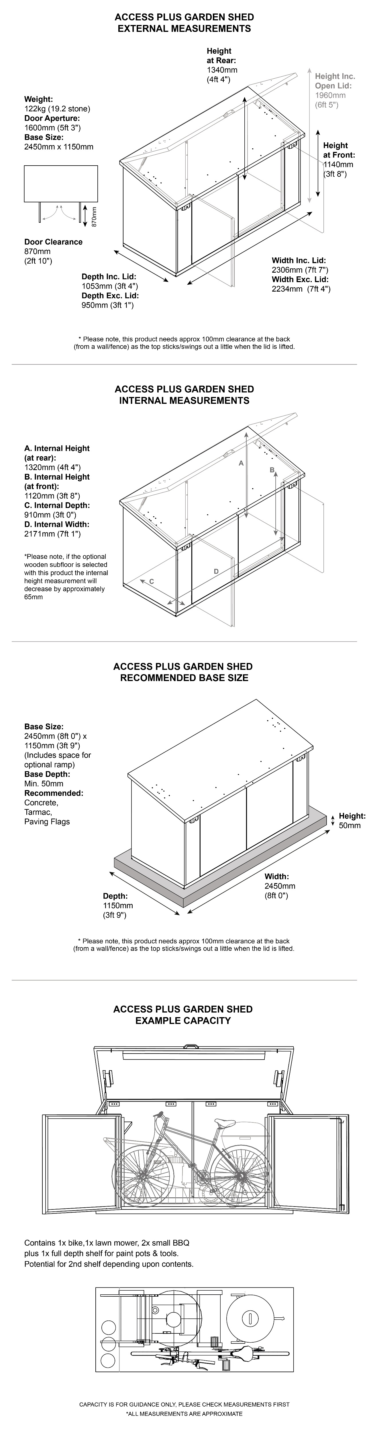 Metal garden Storage dimensions