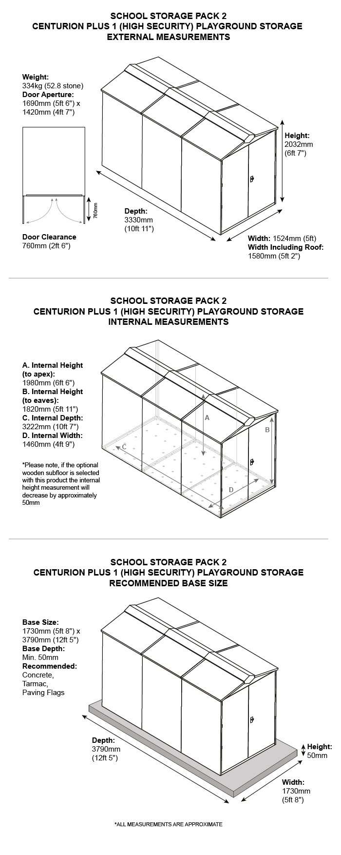 School Storage Pack 2 Dimensions