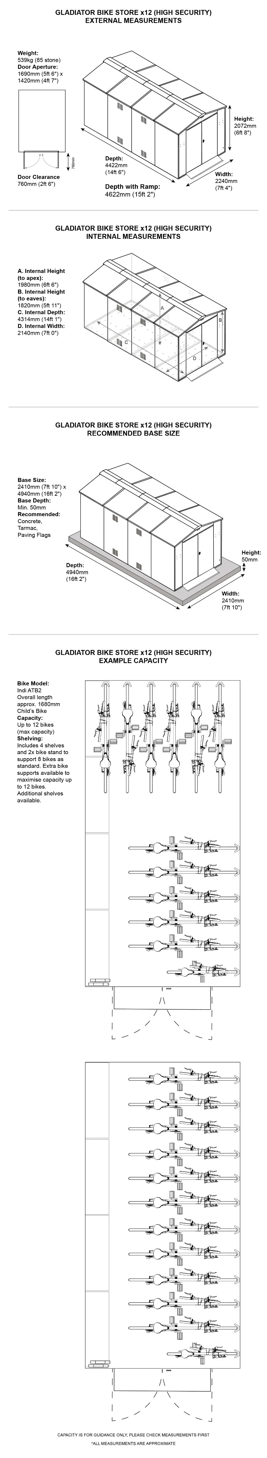 Gladiator Bike Store x12 Dimensions