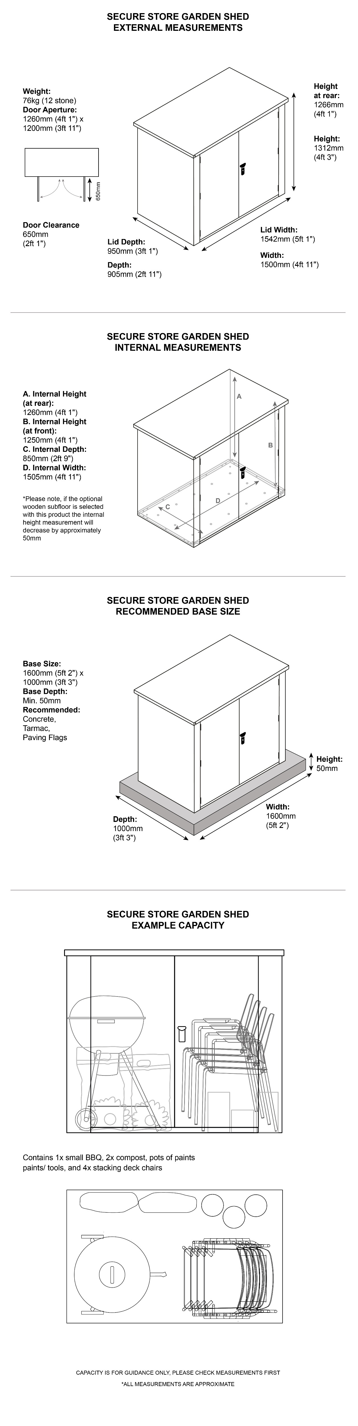 Secure Store Metal Shed Dimensions