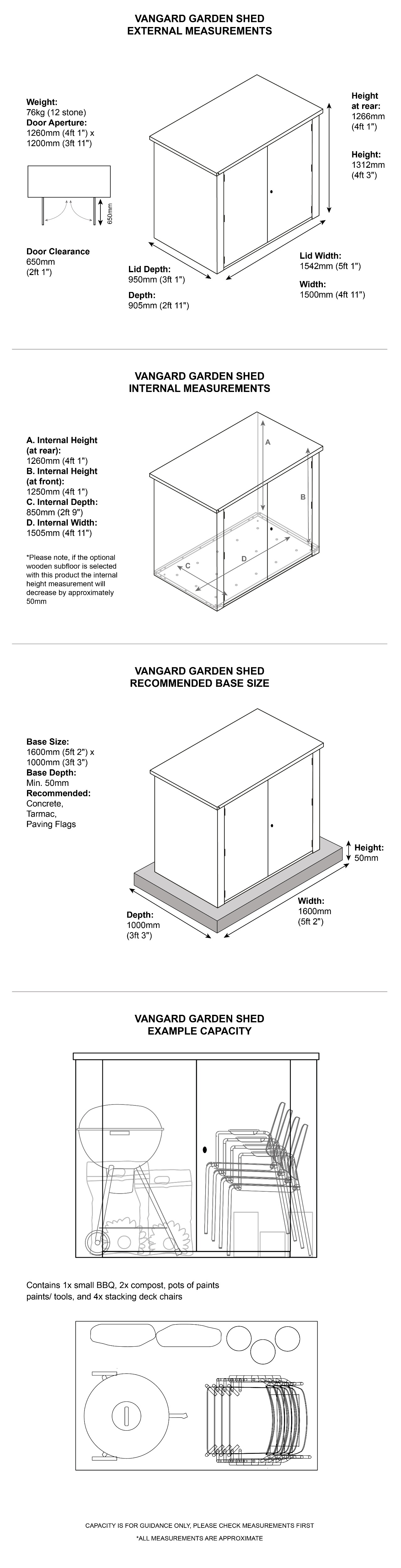 5 x 3 Metal Garden Shed Dimensions