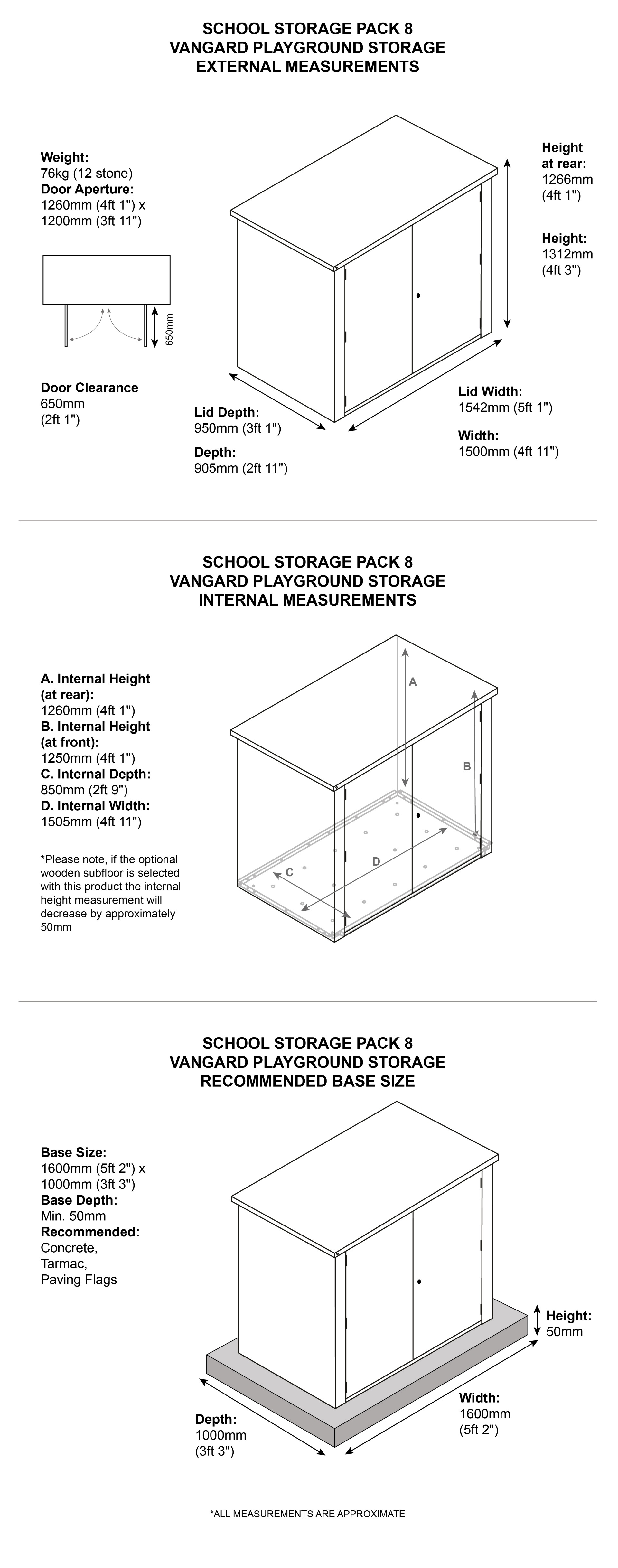 School Storage Pack: 8 Dimensions