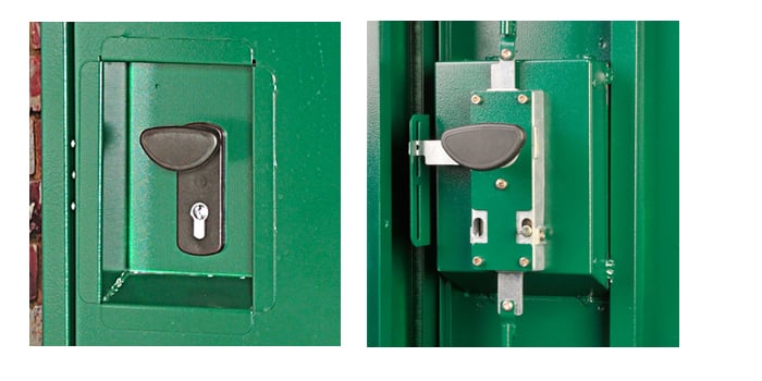 Approved bike locker locking mechanism Asgard bike locker approved locking mechanism