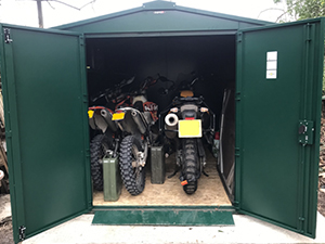 Asgards spacious Gladiator Motorbike Storage allows you to safely secure your motorbikes